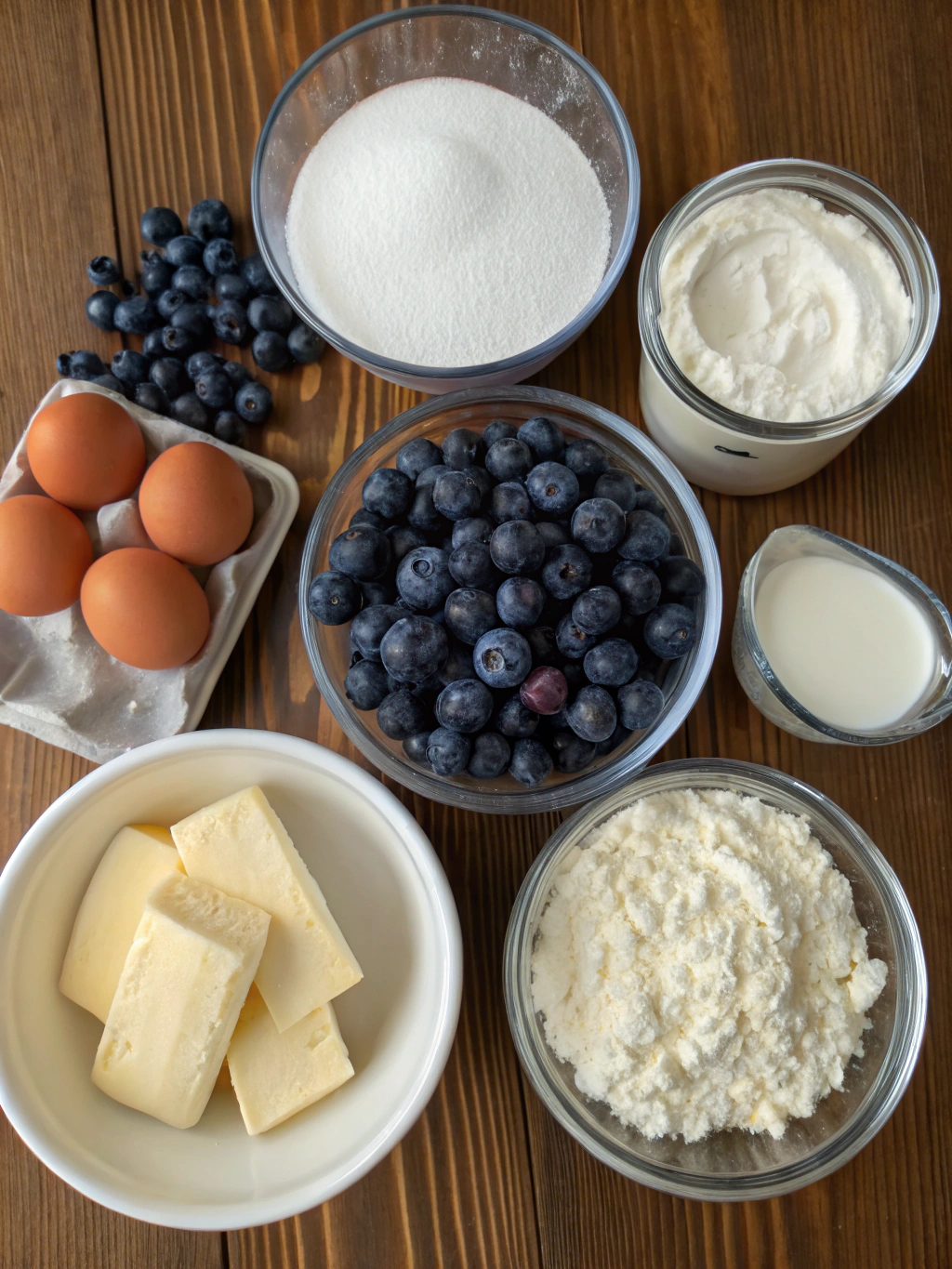 Blueberry cheesecake cookie ingredients arranged beautifully