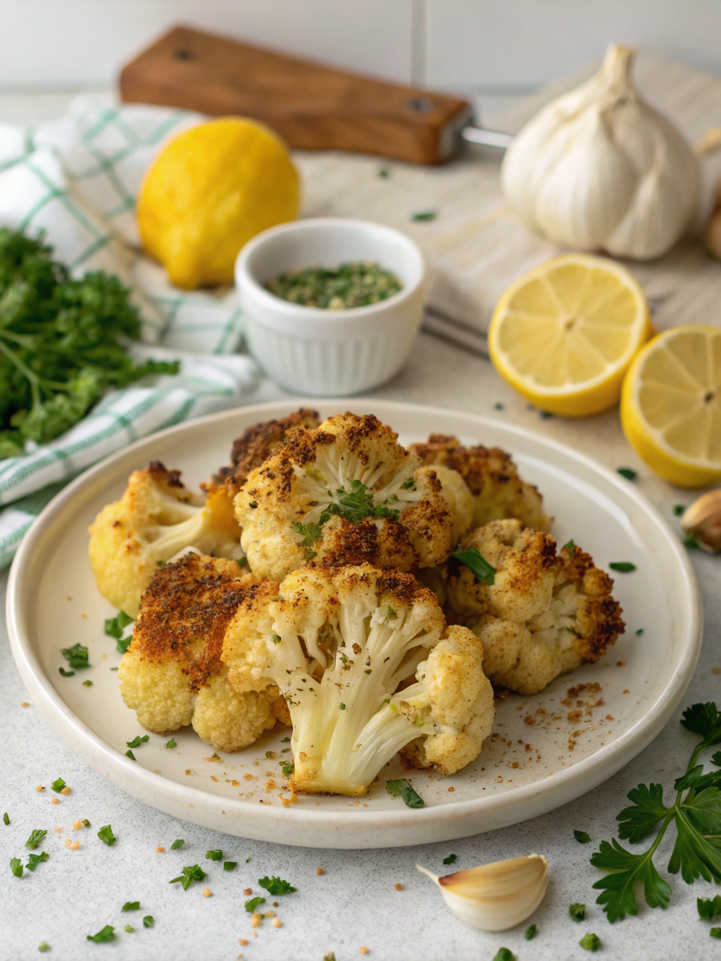 Ingredients for crispy roasted cauliflower